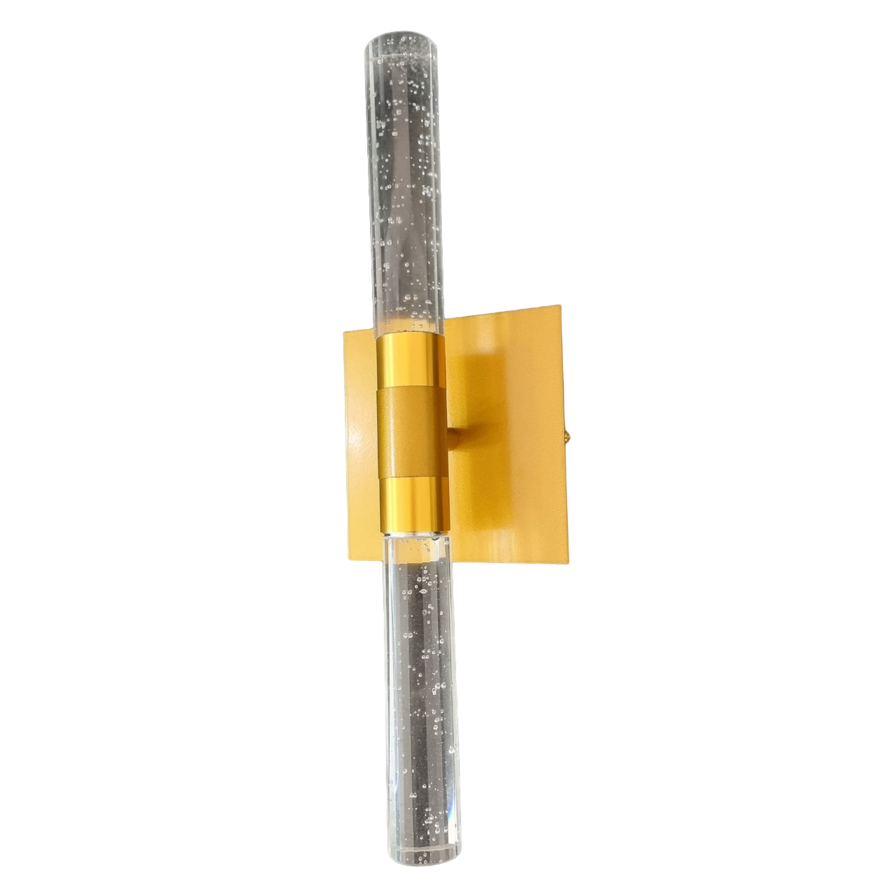 Arandela de Cristal Tubo com Bolhas Slim Moderno Dourada Retangular com LED Integrado DCB02110  Lustres Gênesis - o melhore site da Internet para comprar Lustre SINDORA 